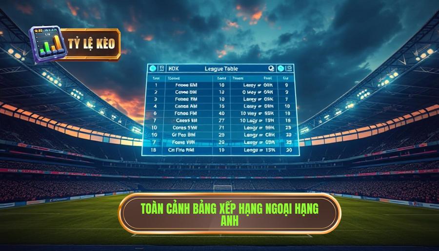 Toàn cảnh bảng xếp hạng Ngoại hạng Anh